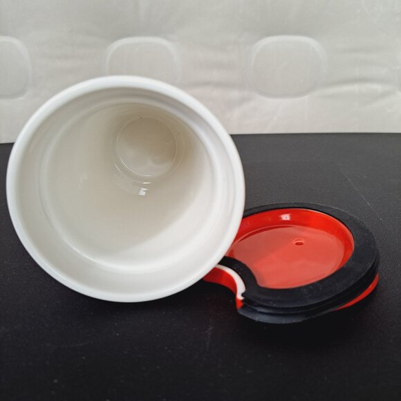 2015 Starbucks Floral Red Flowers Ceramic Travel Cup Tumbler 10oz Dot Collection - Picture 6 of 9